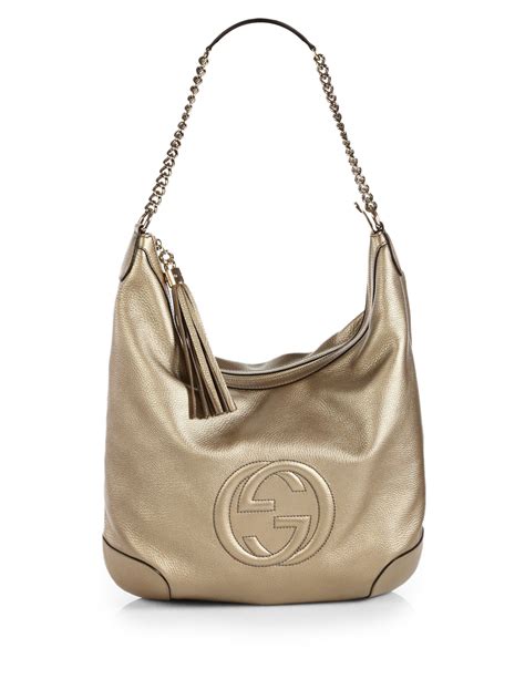 gucci soho leather shoulder bag gold|gucci soho tote bag medium.